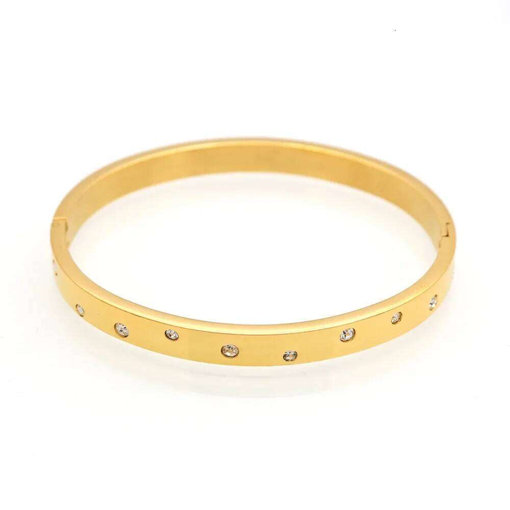 Titanium Buckle O-type Bracelet Does Not Fade Light Luxury Ten Zircon Diamond Stainless Steel Bangles Jewelry for Women Z260123