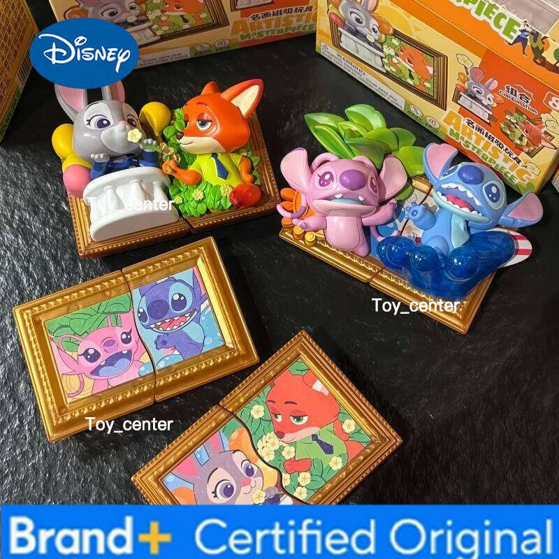Disney Zootopia Stitch Art Famous Paintings Series Blind Box Nick Judy Figure Refrigerator Magnet Room Decorate Cute Gift H260123