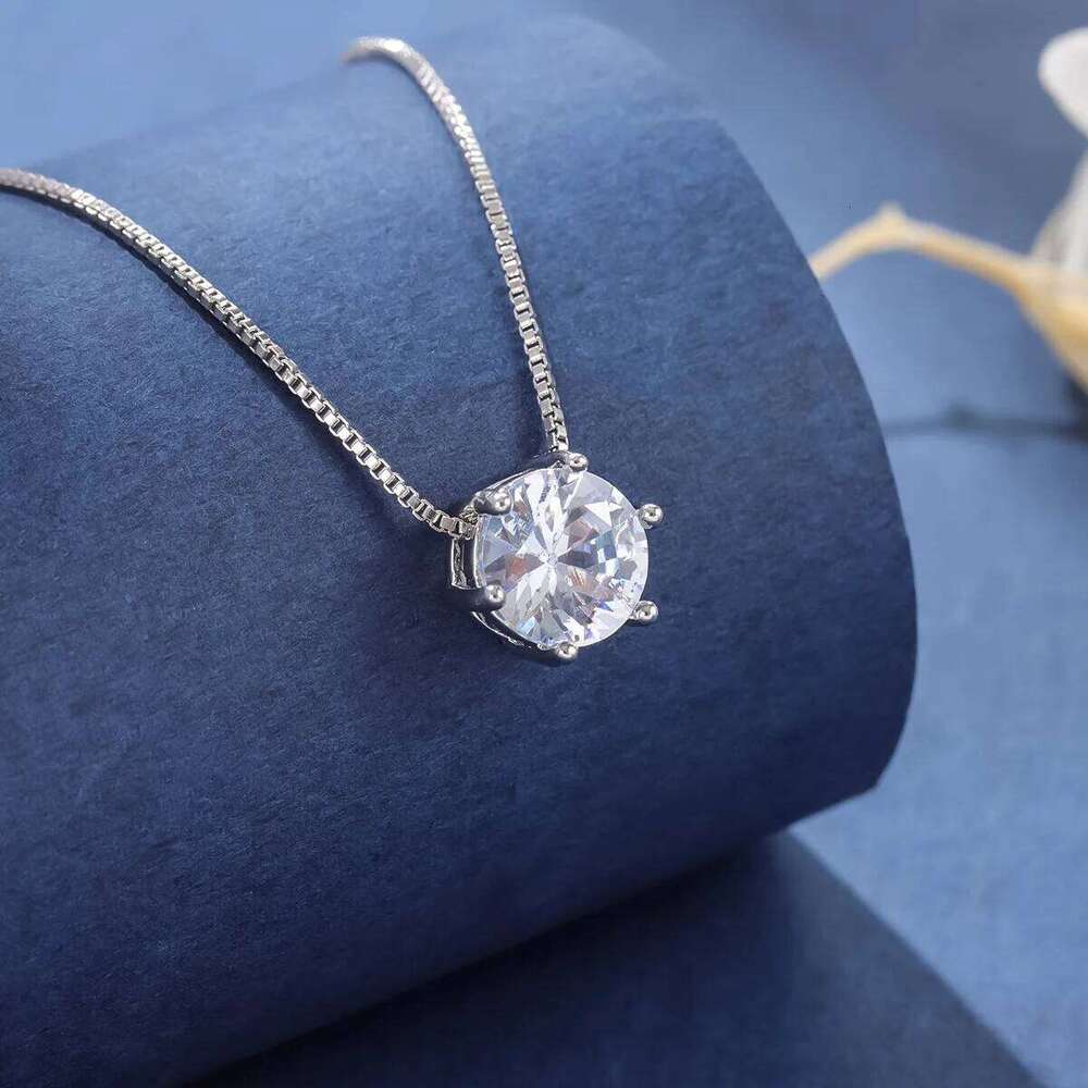 New Simple Single Crystal Clavicle Chain 925 Sterling Silver Pendant Necklaces XL025 Z260123