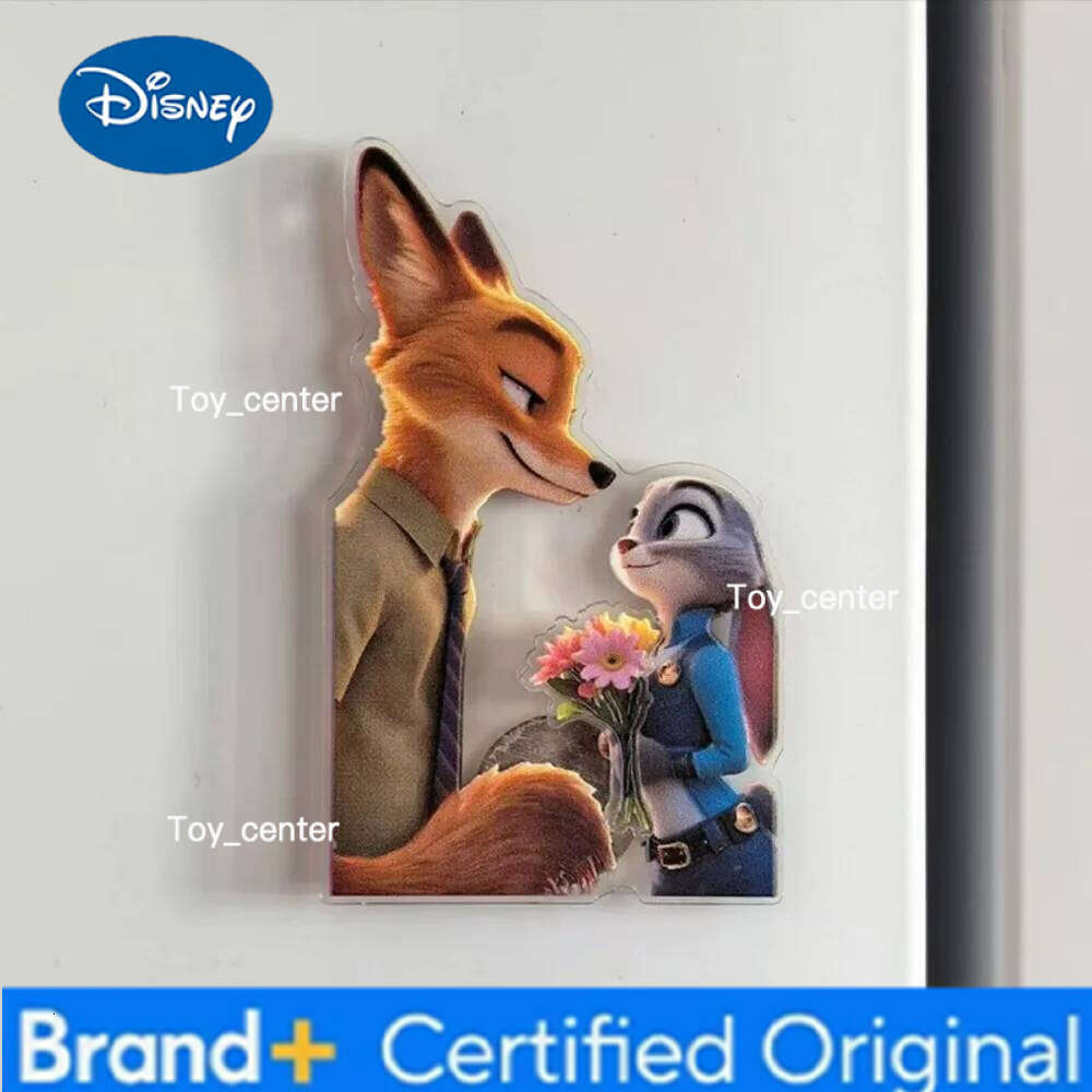 Disney 4pcs New Zootopia Rotating Refrigerator Magnet - Nick and Judy Fan Decor Collection Anime Cartoon Cute Decoration Girl Gift Toys H260123