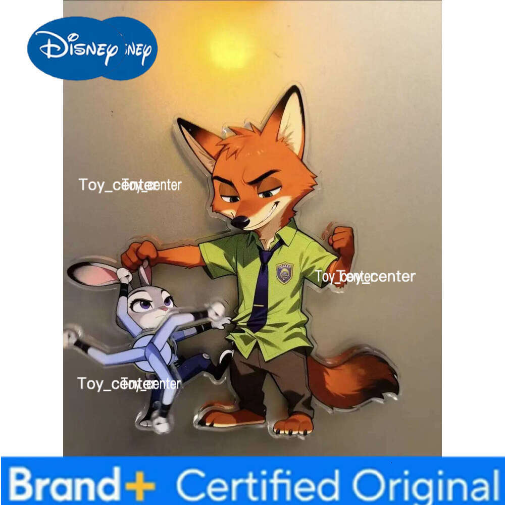 Disney Zootopia 2 Anime Peripherals Rotating Arm Refrigerator Sticker Rabbit Judy Figure Beat Fox Nick Sence Acrylic Funny Toys Gifts H260123