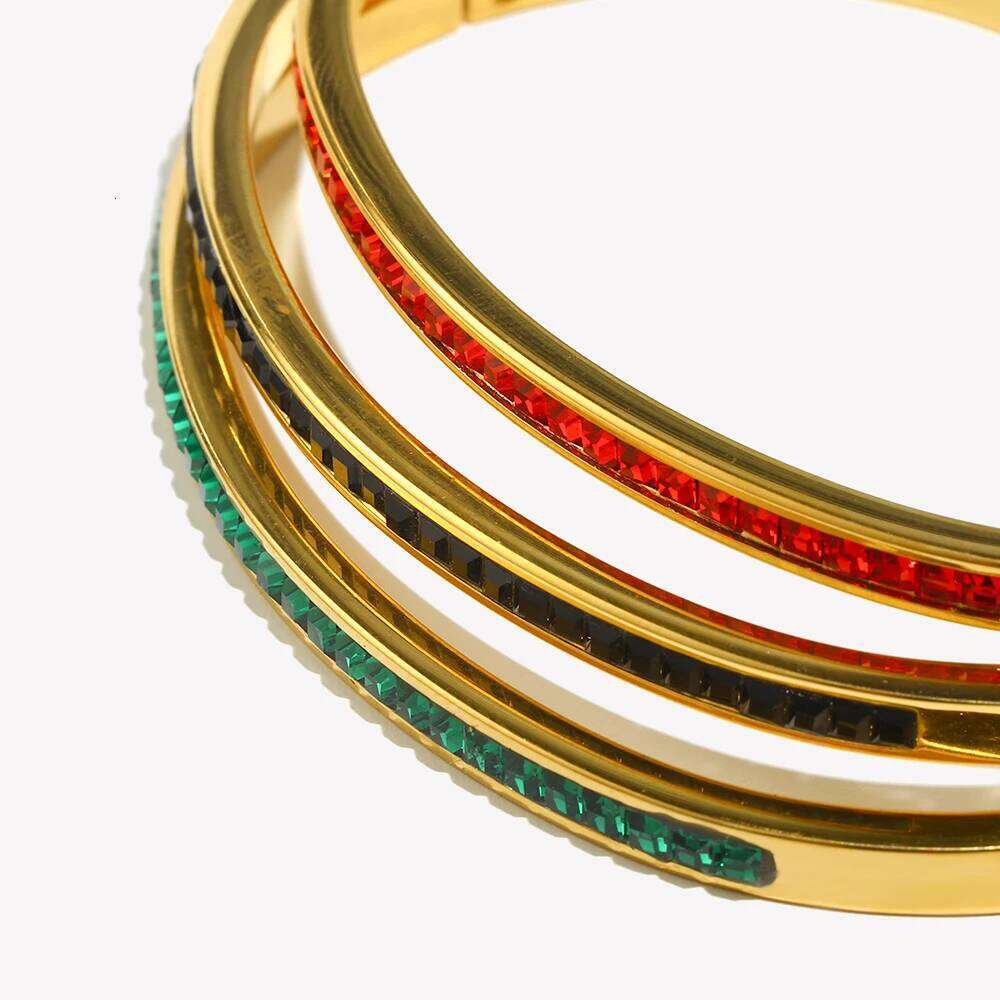 E.B.belle Minimalist Sticky Rhinestone Bangle Bracelet Stacked 316L Stainless Steel Decoration Jewelry For Women Girls Z260123