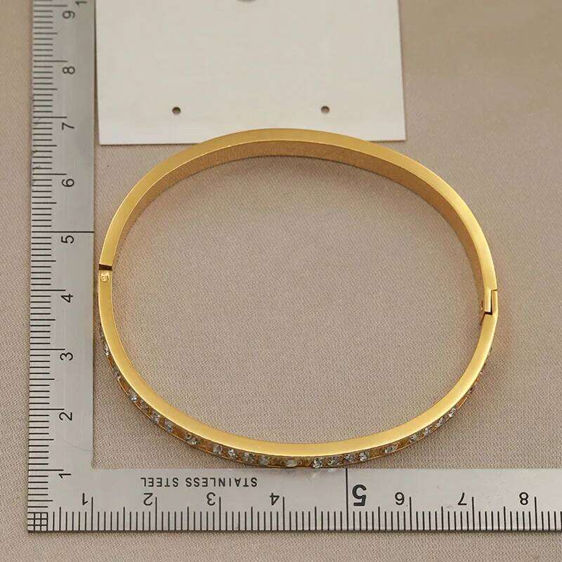 Stainless Steel Metal Classic Full Crystal Bangles&bracelets for Women Fashion Brand Jewelry Unique Bangles Accessories Z260123
