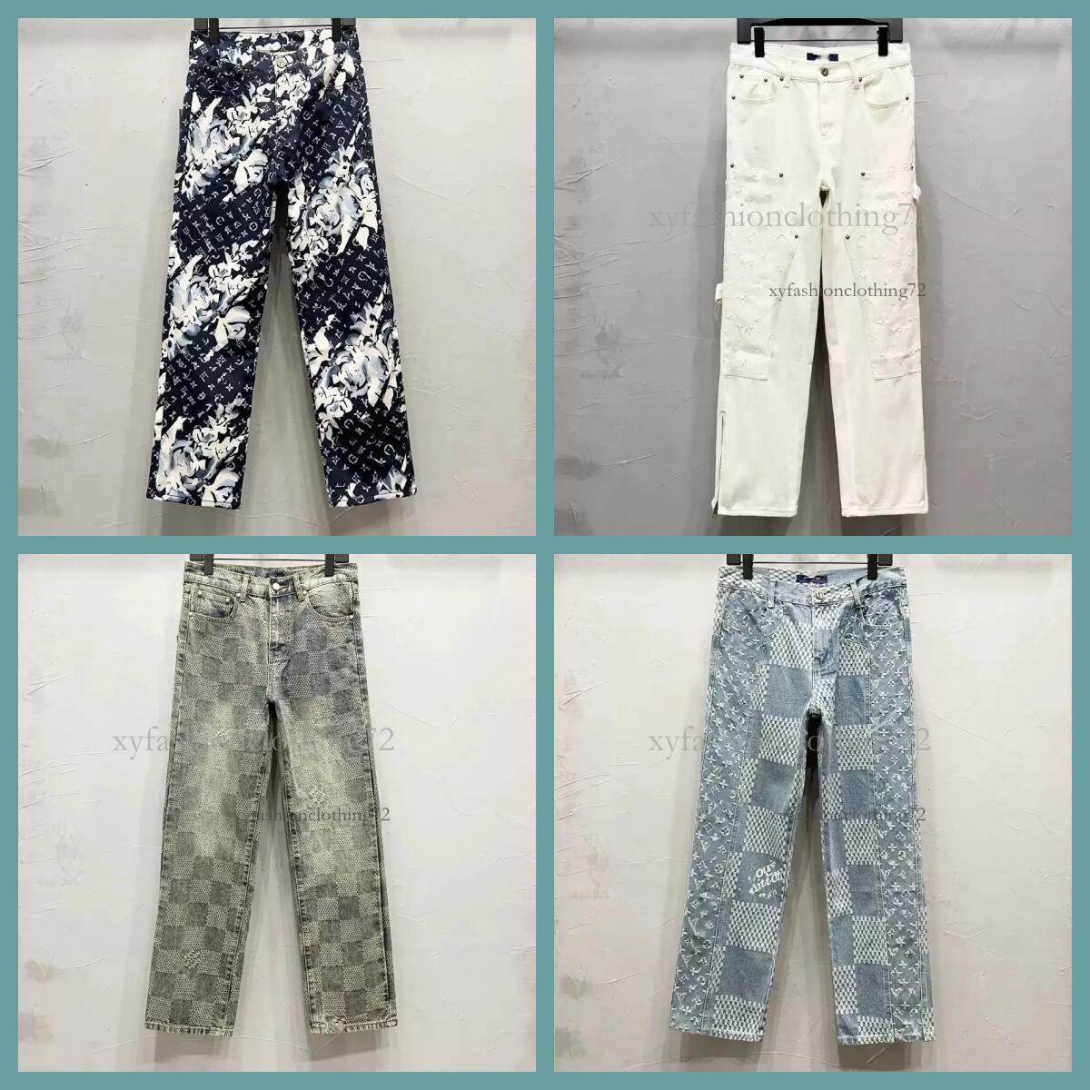 Lvs Unisex Splicing Jeans - Vintage Distressed Ripped Denim Pants, Black Purple Straight Leg Hip Hop Trousers c5