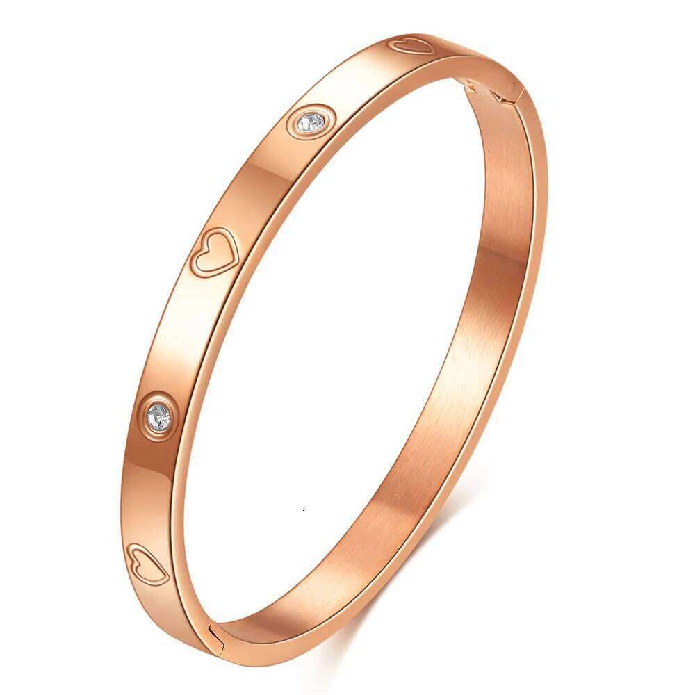 Fashion Lovers Heart Bracelet Bangle with Cubic Zirconia Women Stainless Steel Hinged Jewelry Armband For Valentine Day Gift Z260123