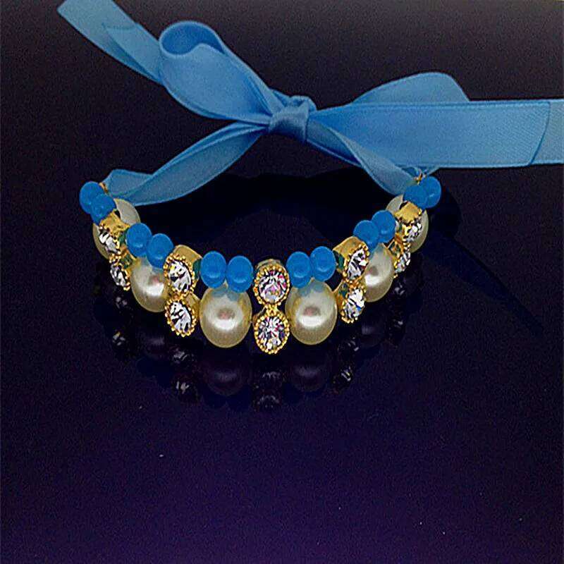 Pet Supplies, Small Fragrant Pearl Necklace, Ribbon Bowknot, Cat And Dog Necklace Jewelry