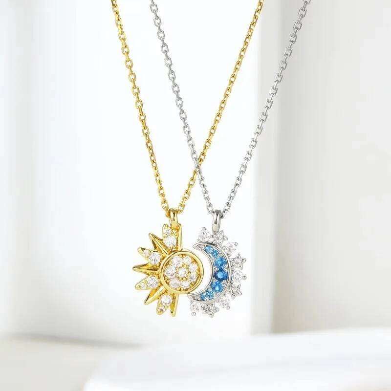 Couple Sun And Moon Necklace for Men Women,Retro Design Valentine's Day Gifts Z260123