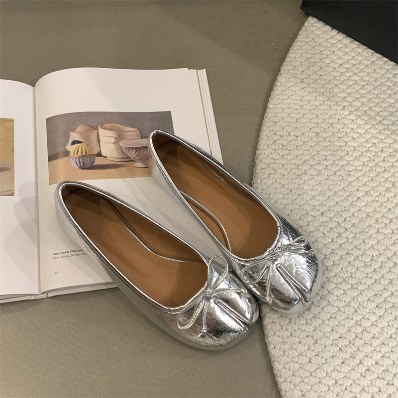 Free Shipping 2026 Classic Bow Detail Split Toe Flats Women's Comfortable Slip On Dress Shoes Multi-color