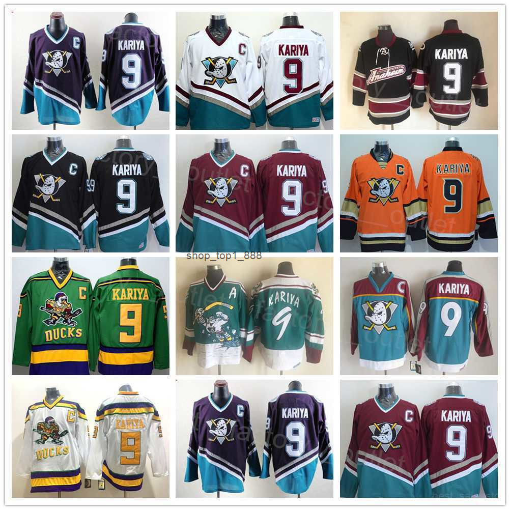 Throwback Anaheim Retro Ducks Hockey 9 Paul Kariya Jersey All Stitched Vintage Classic Mighty Purple Black White Orange Red Blue For Sport shirt