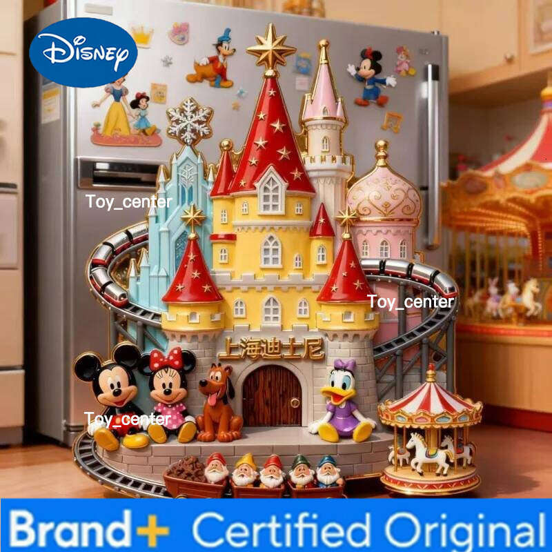 Disney Cute Cartoon Mickey Mouse Castle Toy Donald Duck Resin 3D Magnetic Refrigerator Sticker City Building Creative Gift H260123