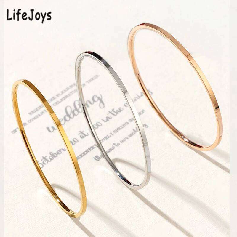 2mm Stainless Steel Thin Bangle Bracelet Women Simple Stackable Circle Jewelry Rose Gold Silver Color 55/ 60/ 65mm Flat Surface Z260123