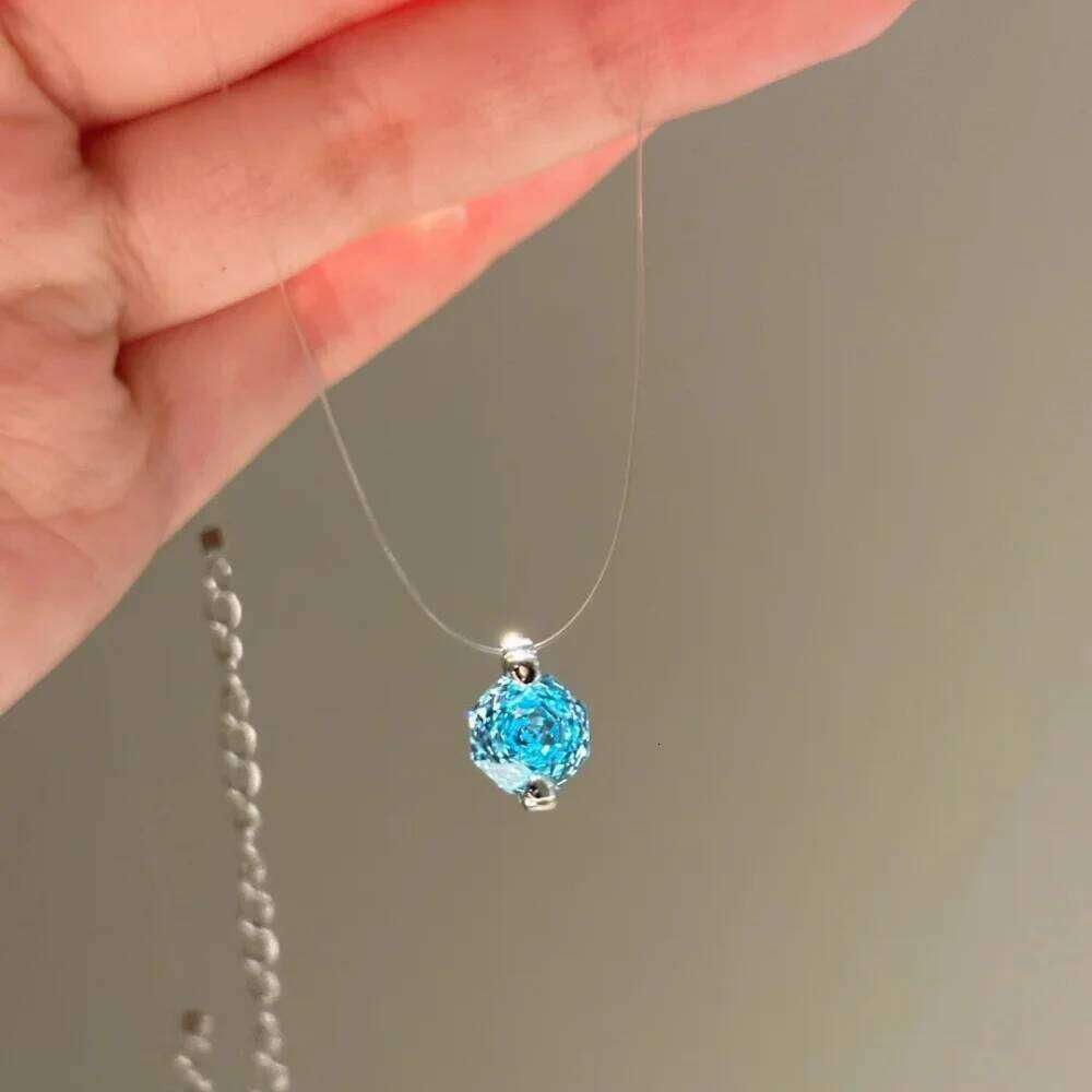 925 Sterling Silver Invisible Fish Line Mermaid Tears Pendant Necklace Women Elegant Octagonal Rose Birthday Party Jewelry Gift Z260123