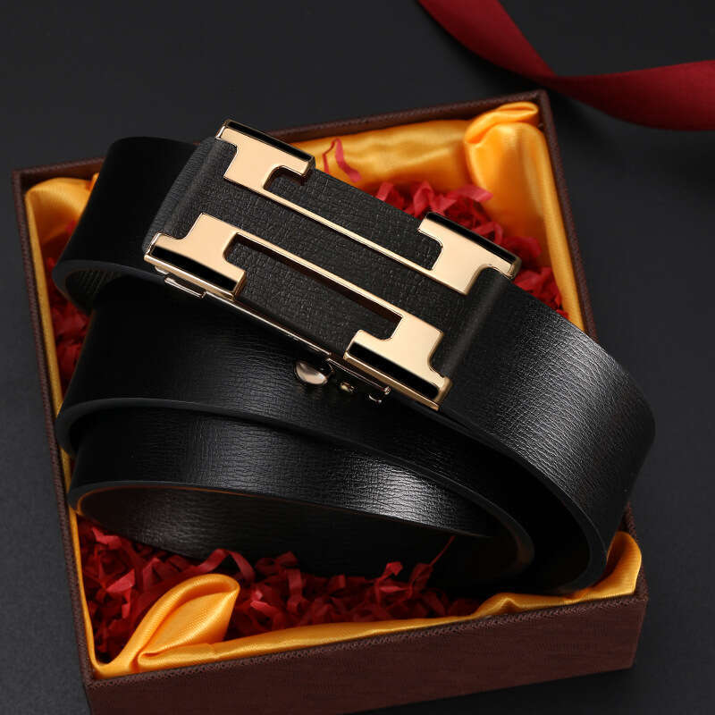 New Men's Automatic Buckle Genuine Leather Cowhide Middle-Aged And Young High-End Versatile Business Trendy Belt For Men