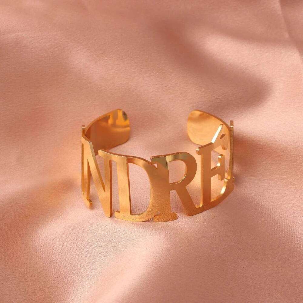 Punk stainless steel big bracelet women personalized custom name golden jewelry Christmas metal 2023 new gift Z260123