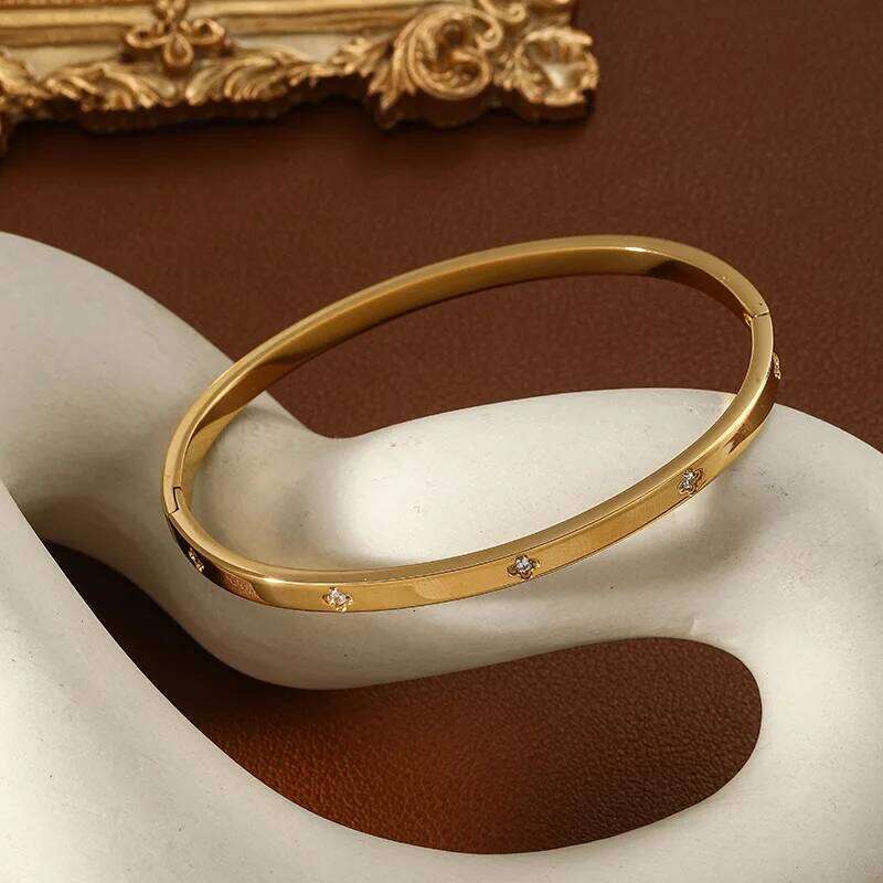 ZAKOL Simple Stainless Steel Zircon Inlaid Bracelet Bangle for Women Buling CZ Crystal Minimalist Fashion Jewelry Gift Z260123