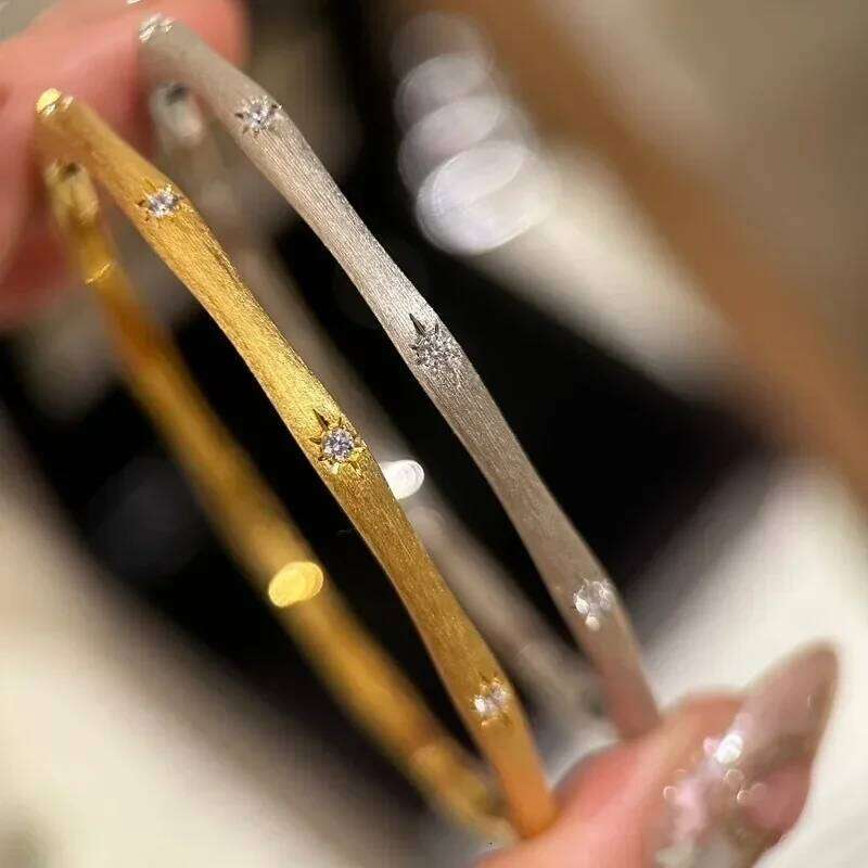vintage Octagonal star wire drawing shiny bangles silver 925 exquisite light luxury bracelet for women engagement fine jewelry Z260123