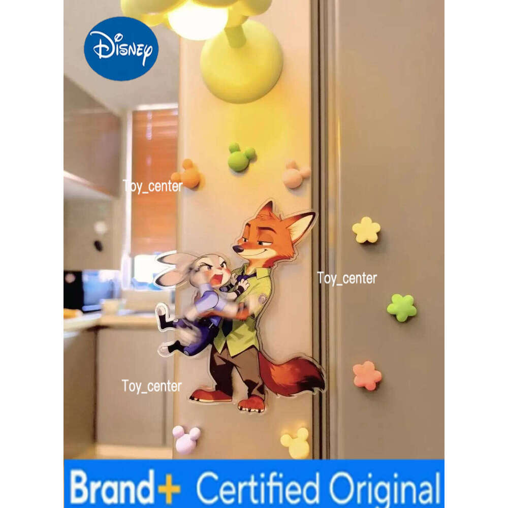 Disney Zootopia 2 Anime Peripherals Rotating Arm Refrigerator Sticker Rabbit Judy Figure Beat Fox Nick Sence Acrylic Funny Toys Gifts H260123