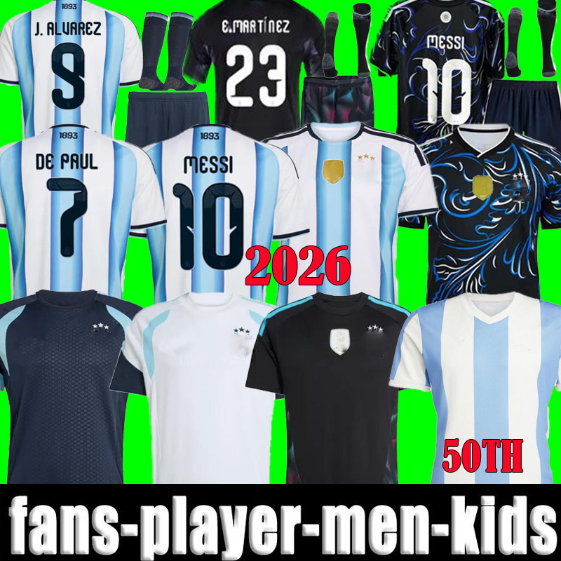 3XL 4XL 2026 2027 Argentina soccer Jerseys Fan playe MAC ALLISTER 26 27 ENZO ALVAREZ DI MARIA MESSIS Signed kids kit Men football shirt MARADONA MARTINEZ DYBALA