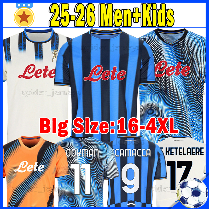 XXXL 4XL 25 26 Atalanta SCAMACCA Soccer Jerseys KRSTOVIC DE KETELAERE 2025 2026 PASALIC KAMALDEEN BRESCIANINI Men Uniforms Football Shirts kids kits socks full sets