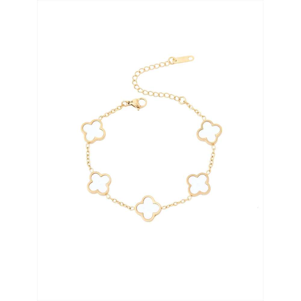 Niche Exquisite High-Grade Stainless Steel With Diamonds Flower, Small Waist, Clover Bracelet Female Z260123