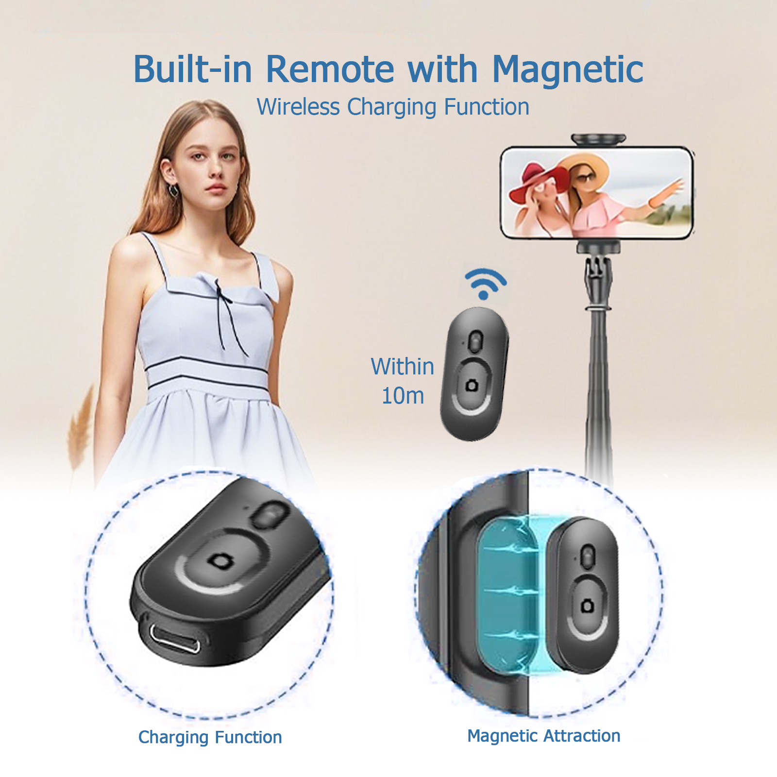 Selfie Stick Tripod With Fill Light, Extendable Phone Stand With Wireless Remote, Universal Compatible For Smartphones, Portable For Travel & Video Re