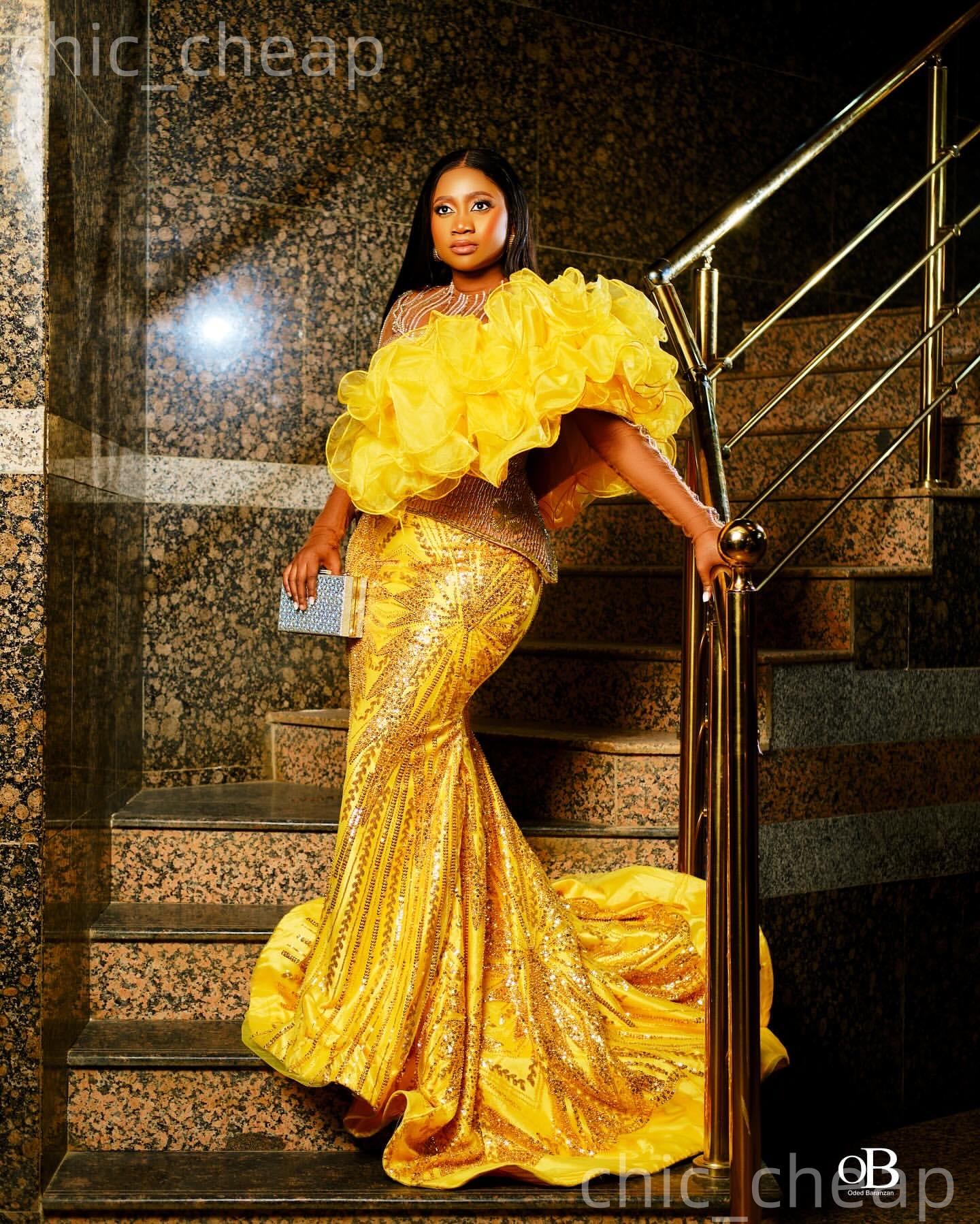 Aso Ebi Yellow Mermaid Prom Dresses 2026 Illusion Beaded Tiers Sequined Evening Formal Party Second Birthday Reception Gowns Dress For Special Occasio
