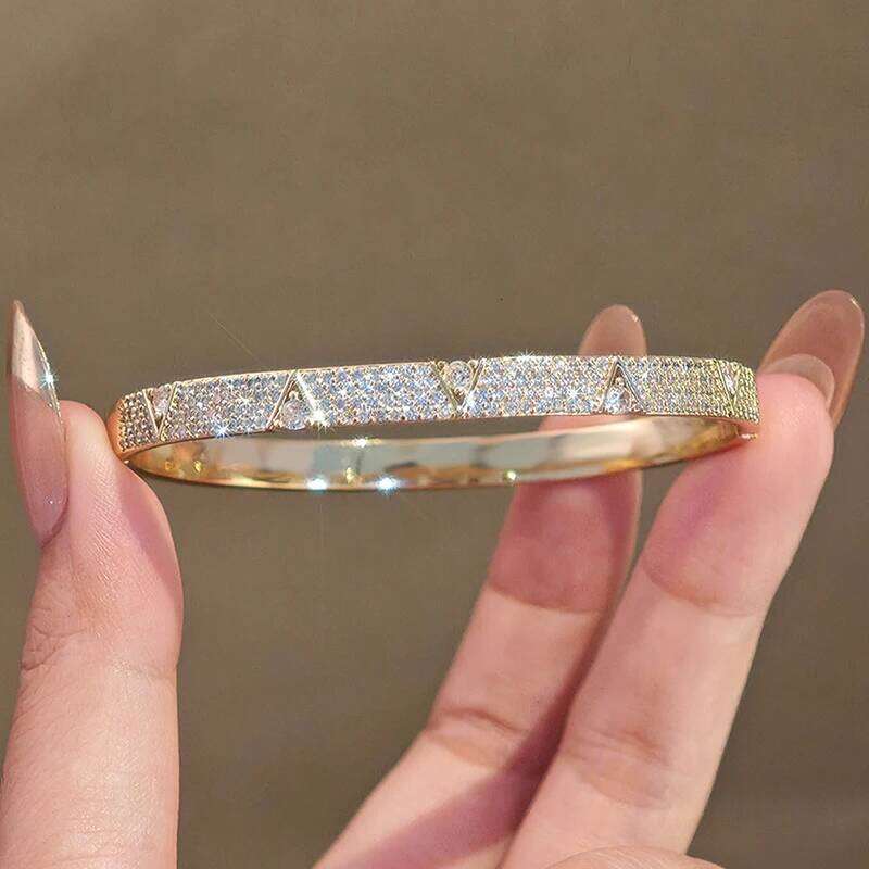 ANENJERY Gold Silver Color Letter Zircon Bracelet For Women Men Personality Fashion Hip hop Luxury New Jewelry Gifts Wholesale Z260123