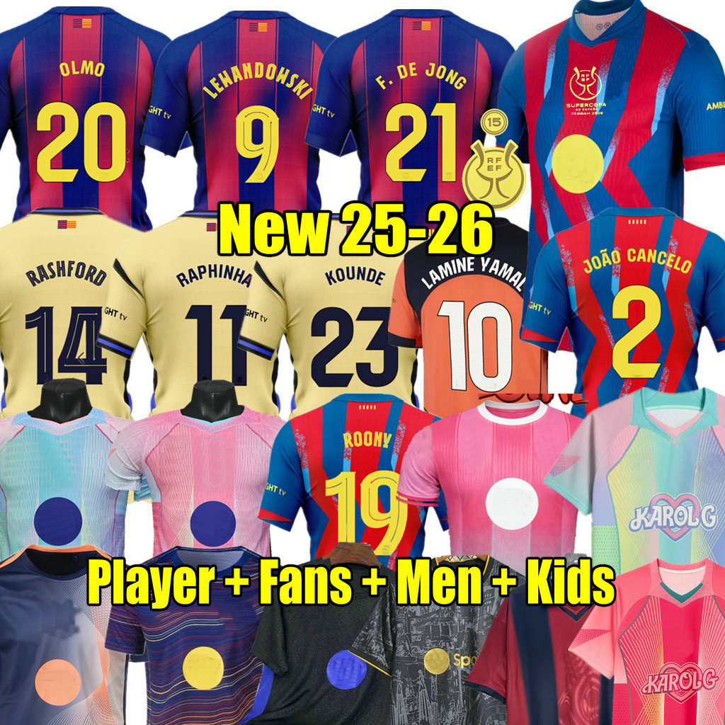 LAMINE YAMAL 25 26 Soccer Jerseys PEDRI RASHFORD 2025 2026 RAPHINHA GAVI barcelonaES maillots fourth football shirt kids kit uniform DE JONG LEWANDOWSKI OLMO FERRAN