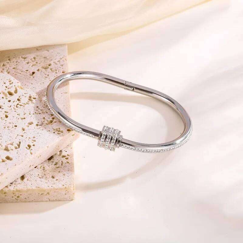 Original new titanium for women, light luxury, starry sky, spiral circle, simple stainless steel bracelet Z260123