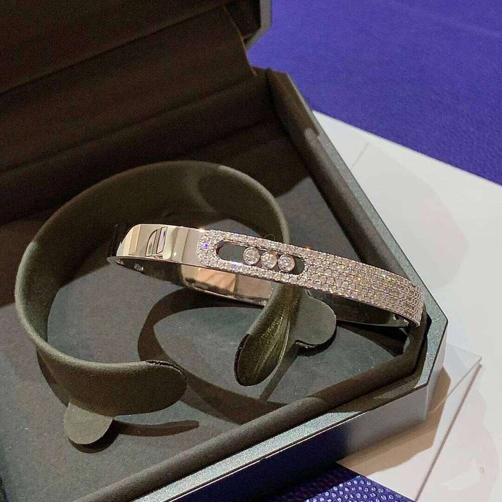 925 sterling silver 18K gold-plated classic women's diamond dynamic bracelet with moving diamonds Z260123