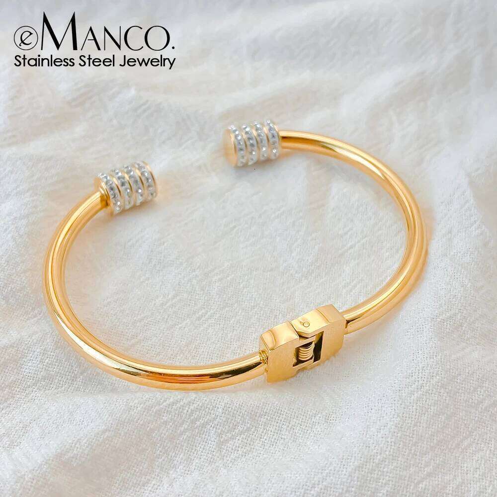 eManco High Quality Gold Plated Bangle Women's Simple Fashion Bracelets Stainless Steel Diamonds Jewelry Gifts 48 Hour Shipping Z260123