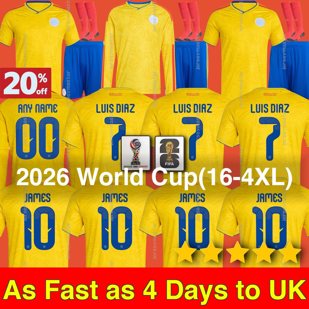 Colombia 2026 World Cup SOCCER JERSEYS LUIS DIAZ JAMES ARIAS ARIAS BORRE C. CUESTA CARRASCAL CORDOBA D. MUNOZ J. LERMA J. LUCUMI K. CASTANO football kit shirts men kids