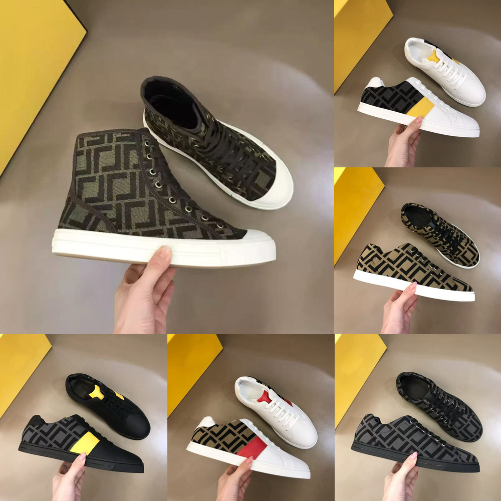 SIZE 38-45 Letter Embroidery flat printed Vintage Lace-up Canvas Low-top Casual High-tech Fabric Fashion Sneakers Brown designer leather mens High-top casual shoes