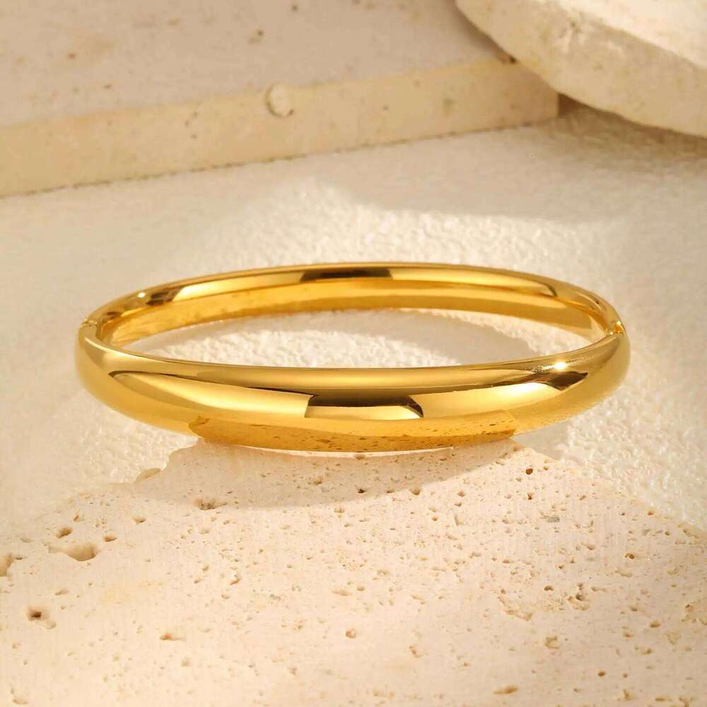 High Quality Oval Openable Bangle Bracelet for Women,18K Gold Plated Stainless Steel Smooth Bracelets,Trendy Jewelry Gifts Z260123