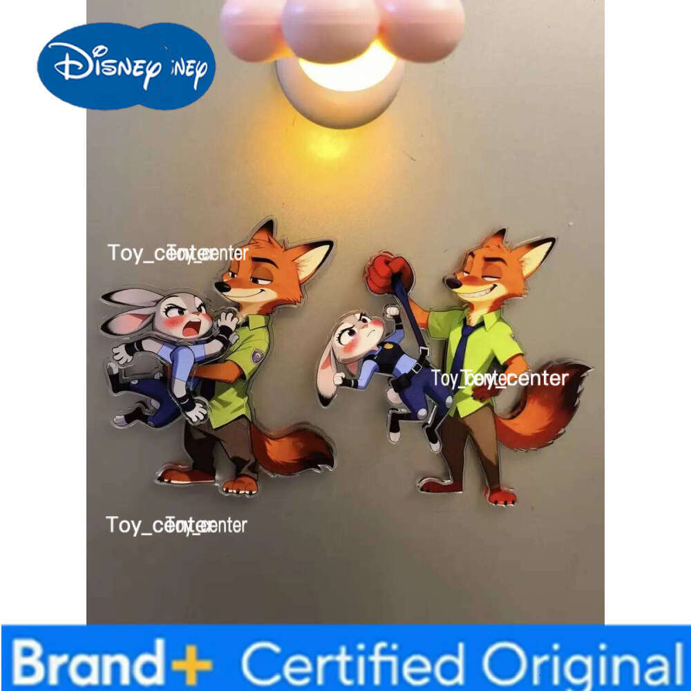 Disney Zootopia 2 Anime Peripherals Rotating Arm Refrigerator Sticker Rabbit Judy Figure Beat Fox Nick Sence Acrylic Funny Toys Gifts H260123
