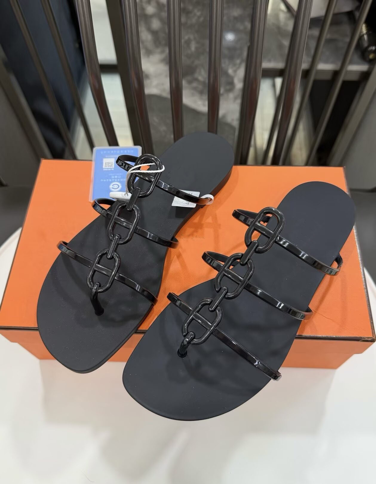 Summer Wear Women Mykonos Sandal Flats Waterproof TPU Chaine D'Ancre Beach Slippers Waterproof TPU Rubber Sole Lady Outdoor Flip Flop