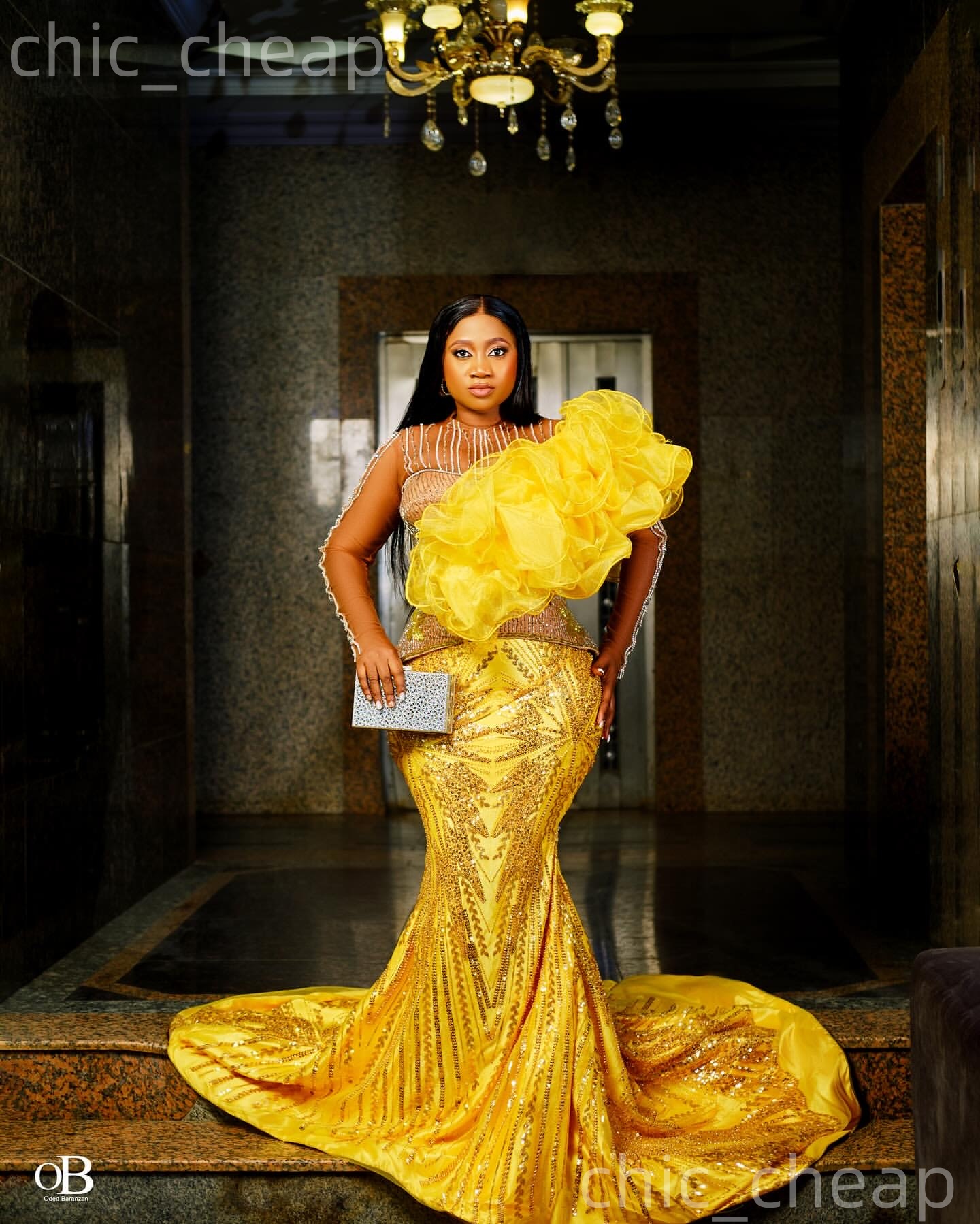 Aso Ebi Yellow Mermaid Prom Dresses 2026 Illusion Beaded Tiers Sequined Evening Formal Party Second Birthday Reception Gowns Dress For Special Occasio