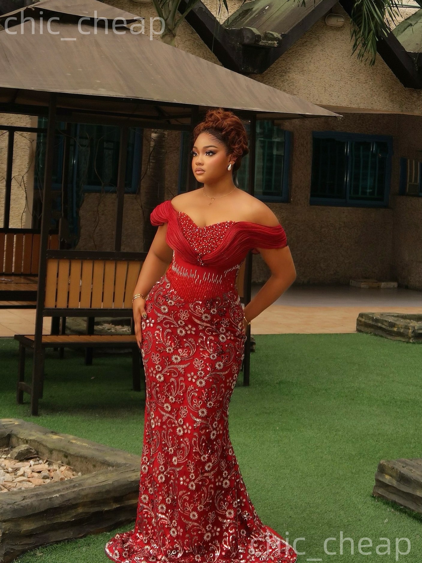 Aso Ebi Dark Red Mermaid Prom Dresses 2026 Sweetheart Sequined Beaded Crystals Evening Formal Party Second Birthday Reception Gowns Dress For Special 