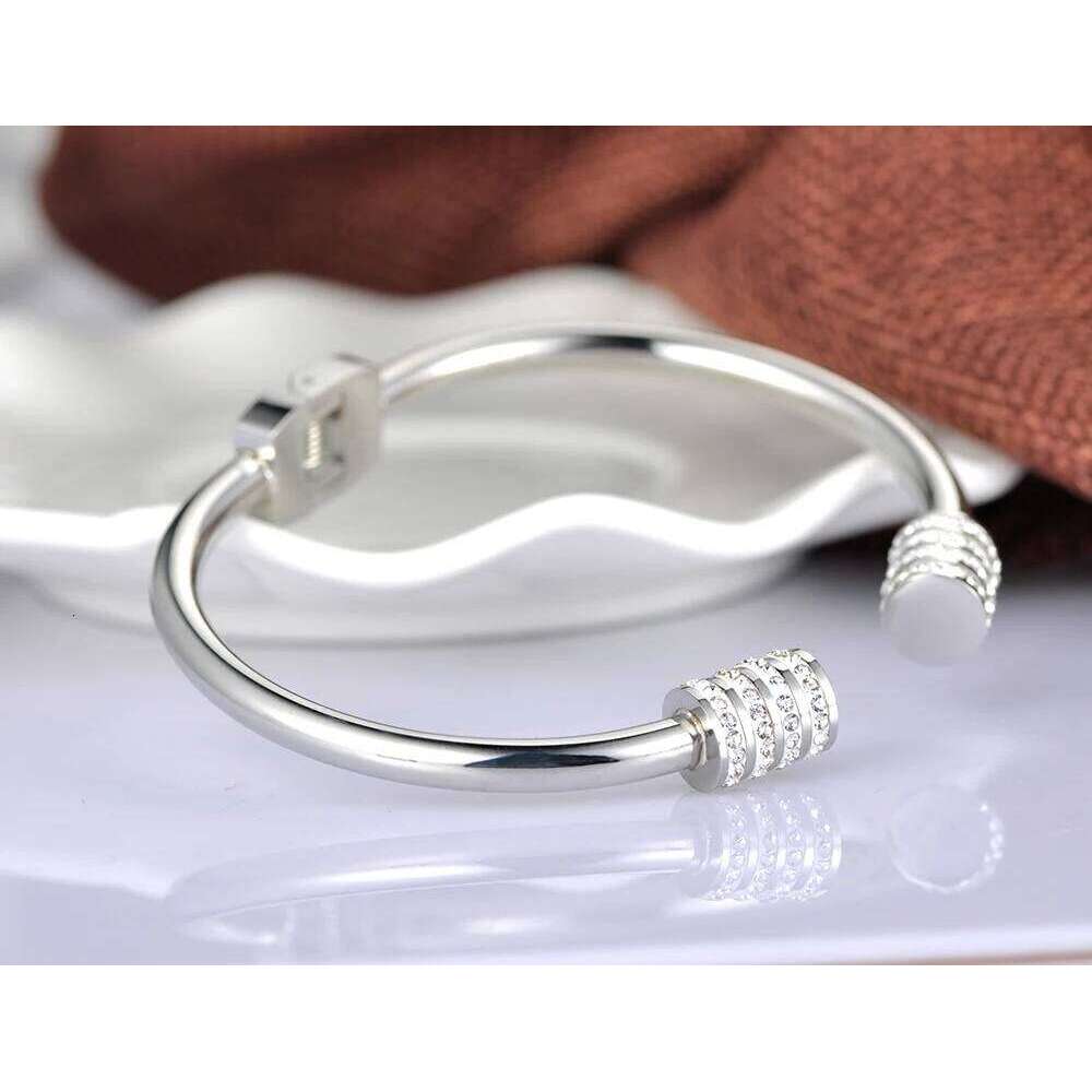 New Design Mosaic Rhinestone Cuff & Bracelets Jewelry Titanium Stainless Steel Wedding Bangles For Women B17053 Z260123