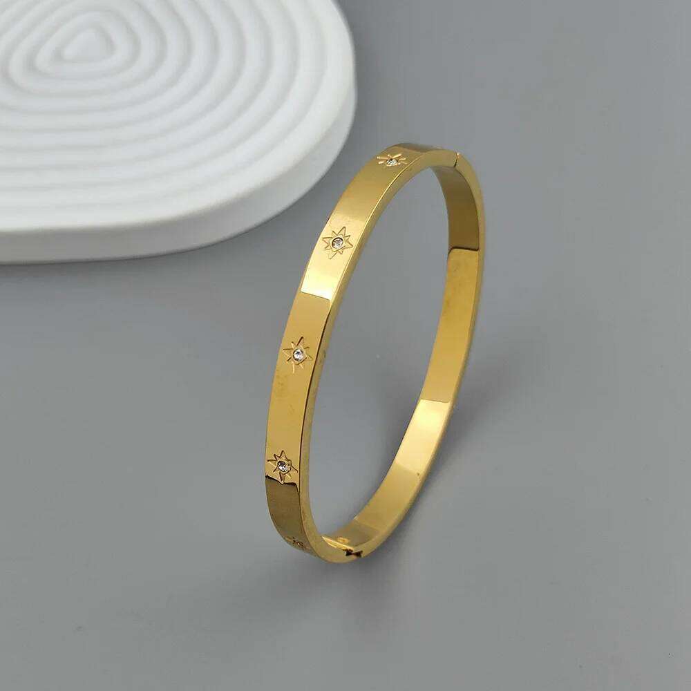 Classic sunlight zircon stainless steel gold-plated women's high quality waterproof metal bracelet, party jewelry Z260123