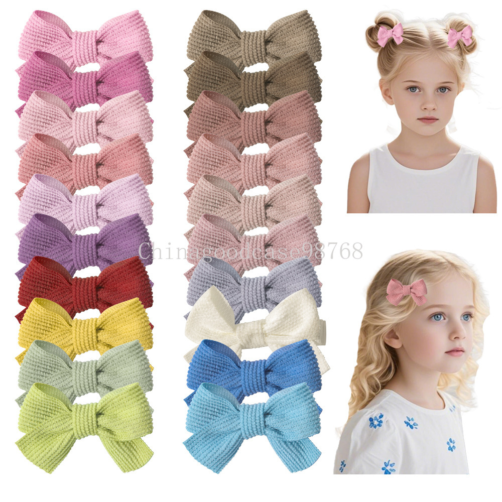 Fermagli Per Capelli Con Fiocchi In Tinta Unita Per Bambini, Realizzati A Mano, In Tessuto Antirughe, Con Fiocco, Mini Mollette, Accessori Per Capel-image