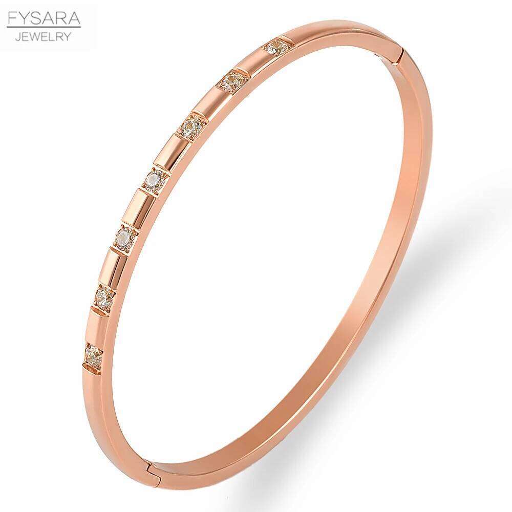 FYSARA 4mm Width Thin Sqaure CZ Crystals & Bracelets for Women Wedding Bangles Titanium Steel Jewelry Charm Wholesale Z260123