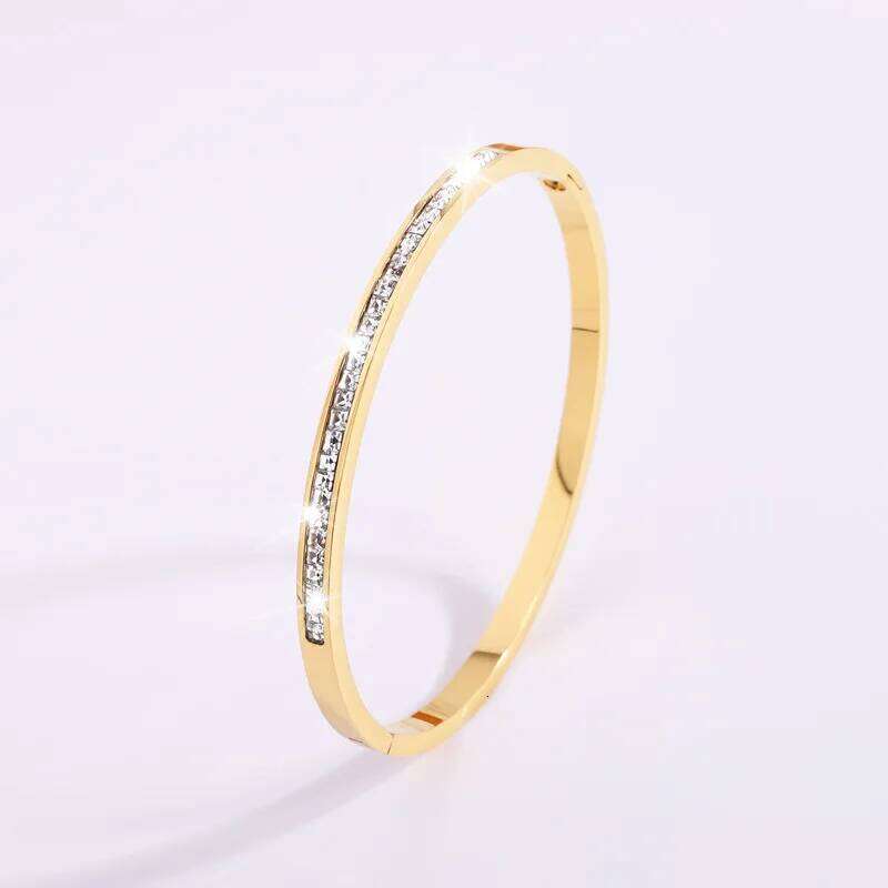 Single Line Square Zircon Bracelets for Women Girls,18K Wateproof Bangles Bracelets,Dainty Female Jewelry Gifts to Wife Mom Z260123