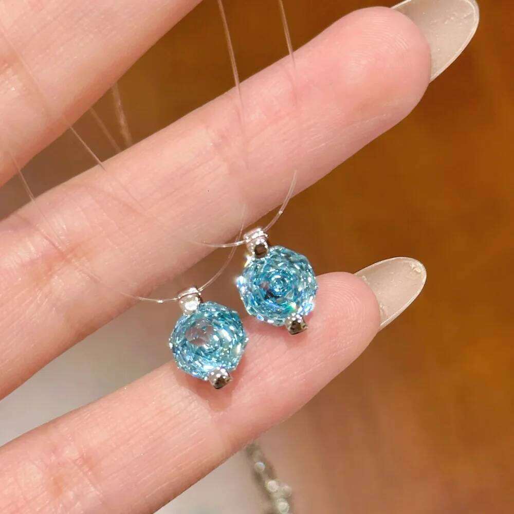 925 Sterling Silver Invisible Fish Line Mermaid Tears Pendant Necklace Women Elegant Octagonal Rose Birthday Party Jewelry Gift Z260123