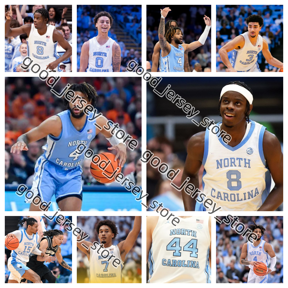 2025-26 North Carolina College basketball jersey Young 4 Caleb Wilson 8 Veesaar Trimble Stevenson 15 Smith Powell Matlekovic Holbrook High 1 Evans 0 Dixon Denis AA