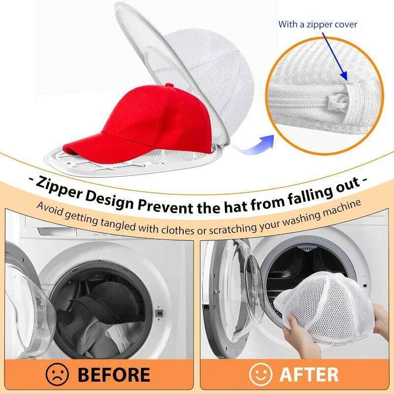 Washing Machine Hat Cleaning Cage with Mesh Bag Compatible Design for Baseball Cap & Various Hats Protective Rack 26Y0123