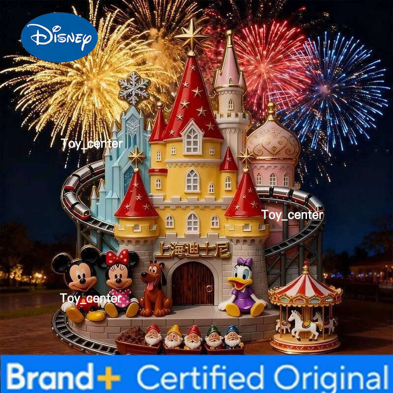 Disney Cute Cartoon Mickey Mouse Castle Toy Donald Duck Resin 3D Magnetic Refrigerator Sticker City Building Creative Gift H260123