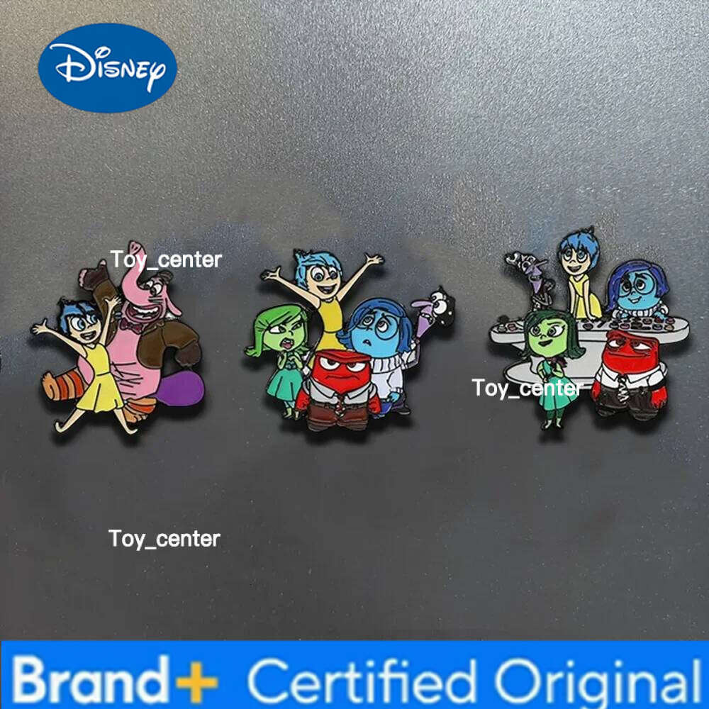 Disney 3 Pcs Creative Individuality Lovely Anime Cartoon Funny Inside Out Chic Brooch Metal Enamel Refrigerator Magnets Decorative Gift H260123