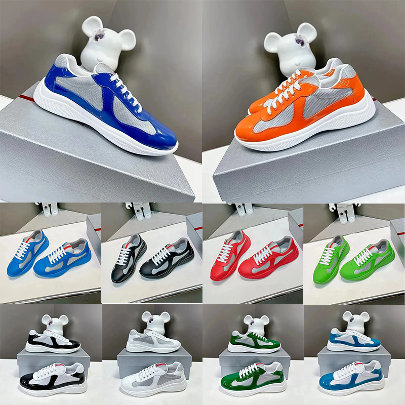 Free shipping with box America Cup designer sneakers for men women mesh patent leather casual shoes breathable lightweight running shoes