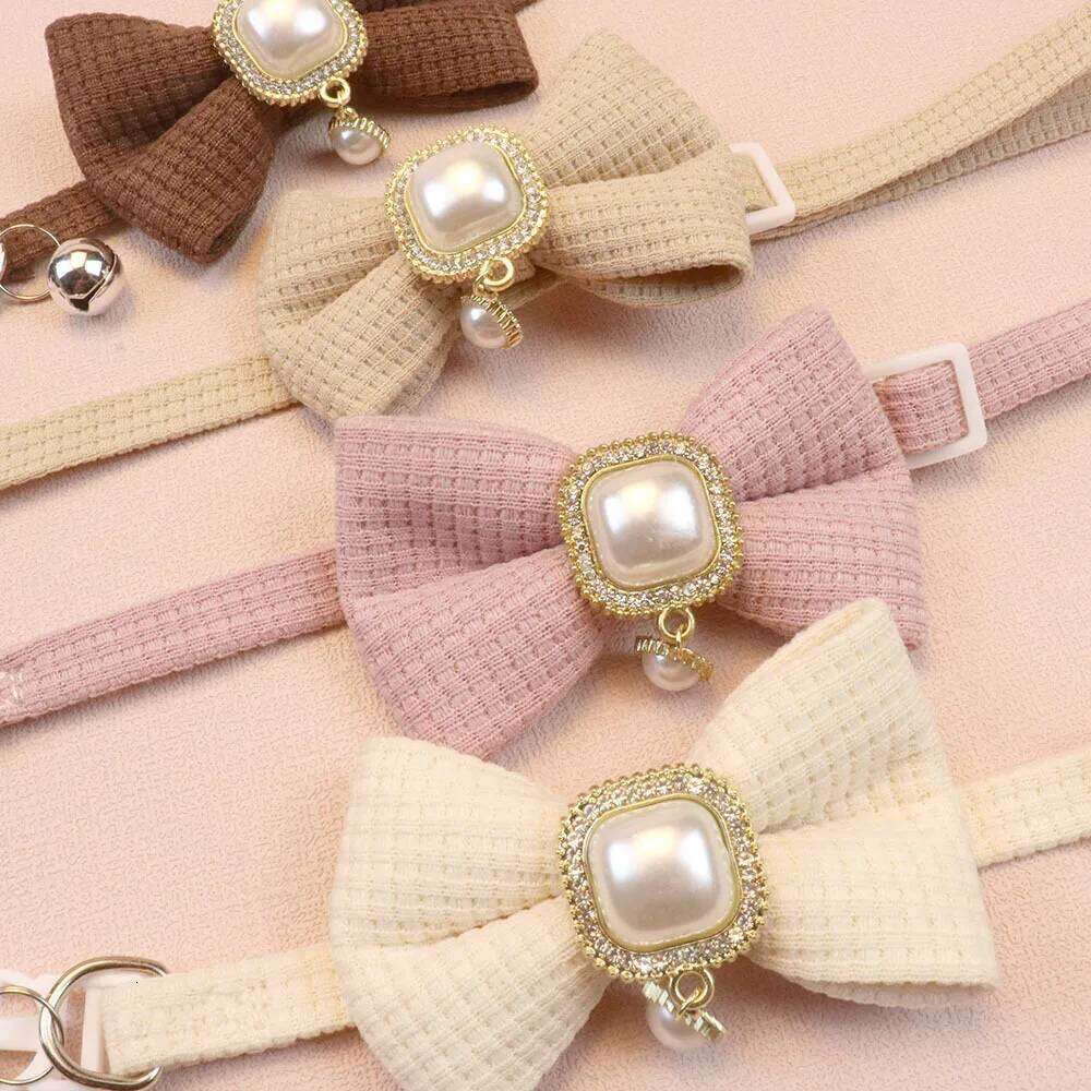 Pet decorations: cat bell, pearl pendant, bowknot, cotton fabric, dog collar, cat neckband